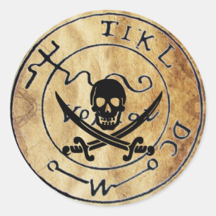 ANTIEK TALISMAN/PIRAAT TREASURE MAP RONDE STICKER