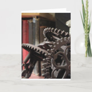 Antiek tandwielen en boeken kaart