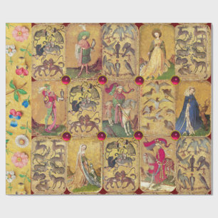 Antiek Tarots / Duitse Hof Kaarten / Falcons, Hert Cadeaupapier