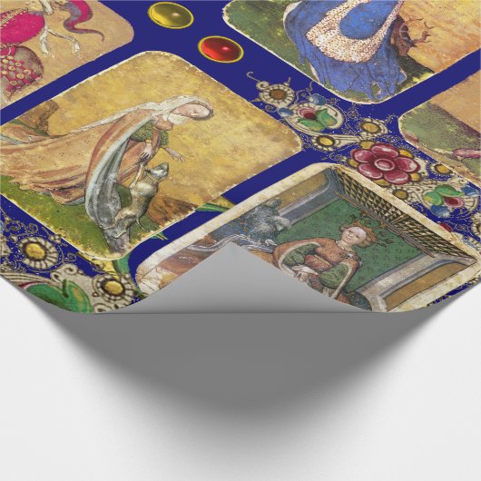 Antiek Tarots, Duitse Hof Kaarten, Gouden Blauwe B Cadeaupapier (Hoek)