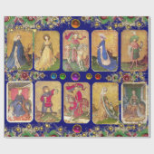 Antiek Tarots, Duitse Hof Kaarten, Gouden Blauwe B Cadeaupapier (Vlak)