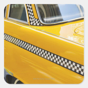 Antiek taxi vierkante sticker