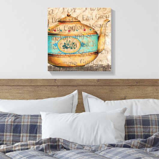 Antiek Tea Pot Canvas Afdruk (Insitu (Slaapkamer))