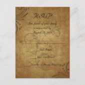 Antiek Teastain Swirl Bruiloft RSVP Antwoord Uitnodiging Briefkaart (Voorkant)