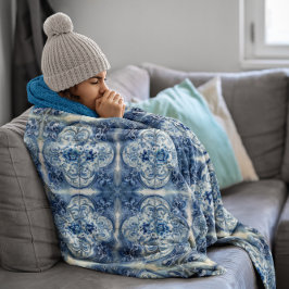 Antiek Tegels in Delfts Blauw Fleece Deken