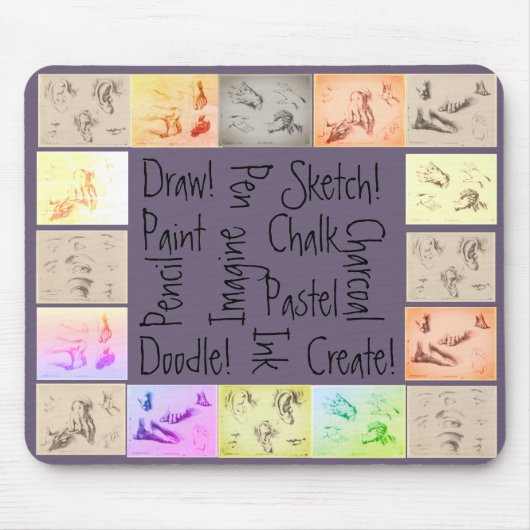 Antiek tekeningen Schets Schets Schets Schilder Muismat (Voorkant)