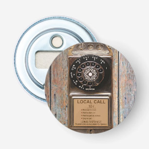 Antiek telefoontoestel met mobiele telefoon robuus button flesopener