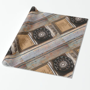 Antiek telefoontoestel met mobiele telefoon robuus cadeaupapier