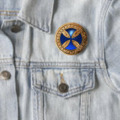 ANTIEK TEMPLAR CROSS Blue Sapphire Gem Ronde Button 5,7 Cm (In situ)
