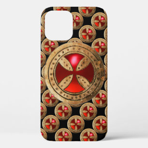 ANTIEK TEMPLAR CROSS Red Ruby Gem iPhone 12 Hoesje