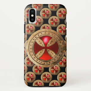 ANTIEK TEMPLAR CROSS Red Ruby Gem iPhone XS Hoesje