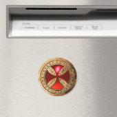 ANTIEK TEMPLAR CROSS Red Ruby Gem Magneet (Insitu (Vaatwasser))