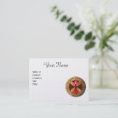 ANTIEK TEMPLAR CROSS Red Ruby Gem Monogram Pearl Visitekaartje (Staand voorkant)