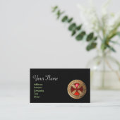 ANTIEK TEMPLAR CROSS Red Ruby Gem Visitekaartje (Staand voorkant)