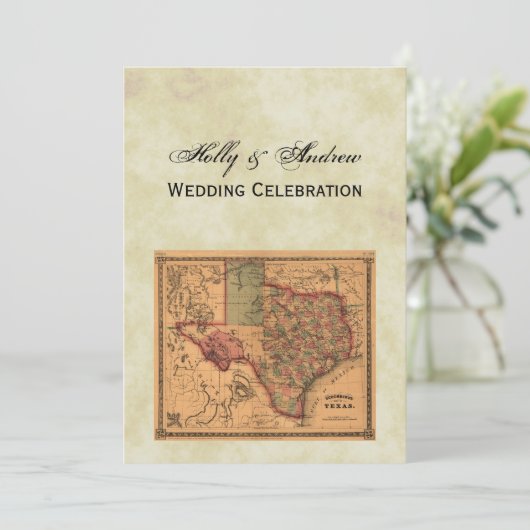 * Antiek Texas Map #1, Onderdruk BG #3 Kaart (Staand voorkant)