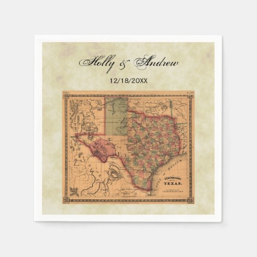 * Antiek Texas Map #1, Onderdruk BG #3 Servetten (Voorkant)