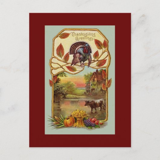 Antiek Thanksgiving Groeten Briefkaart (Voorkant)