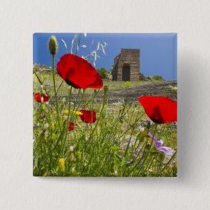 Antiek theater in Acropolis van Pergamon Vierkante Button 5,1 Cm