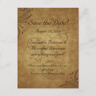 Antiek Theevel Swirl Save the Date Kaart