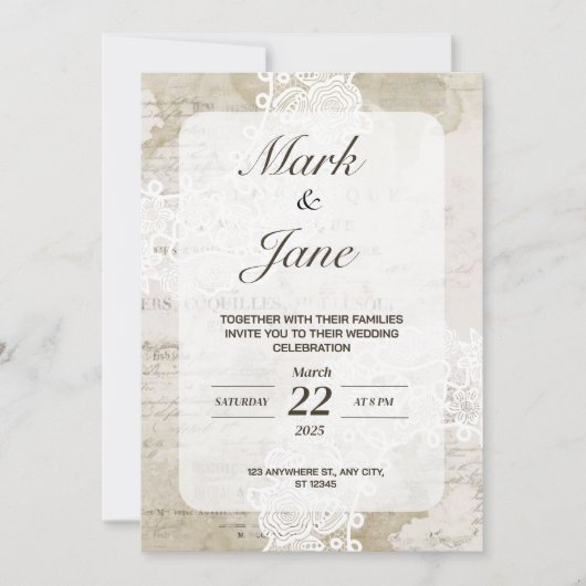 Antiek thema huwelijksuitnodiging kaart (Voorkant)