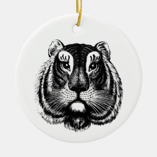 Antiek tijgerkat keramisch ornament