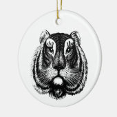 Antiek tijgerkat keramisch ornament (Links)