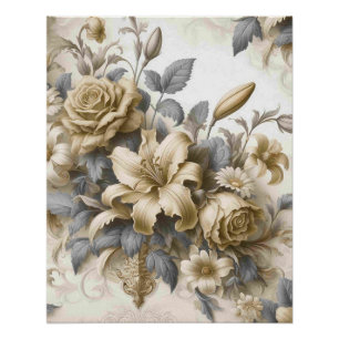 Antiek Tinge Yellow Floral Perfection Perfect Poster