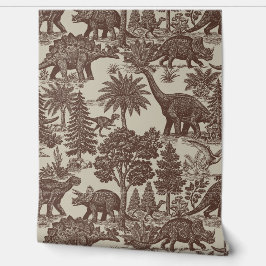 Antiek toilepatroon met dinosauriërs behang