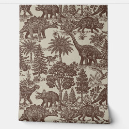 Antiek toilepatroon met dinosauriërs behang