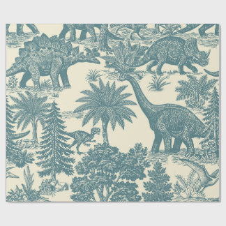 Antiek toilepatroon met dinosauriërs cadeaupapier