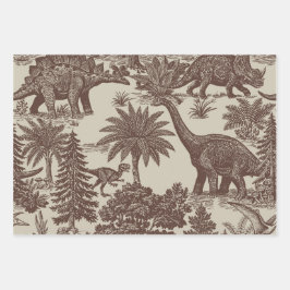 Antiek toilepatroon met dinosauriërs inpakpapier vel