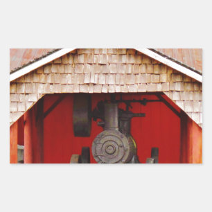 Antiek tracter met stoomaandrijving rechthoekige sticker