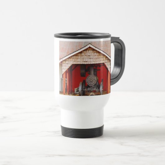 Antiek tracter met stoomaandrijving reisbeker (Voorkant rechts)