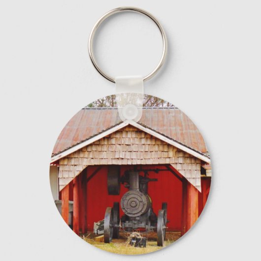 Antiek tracter met stoomaandrijving sleutelhanger (Voorkant)