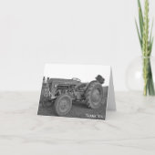 Antiek tractor in zwart-wit bedankkaart (Voorkant)