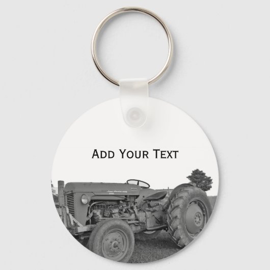 Antiek tractor in zwarte en witte Sleutelhanger (Voorkant)