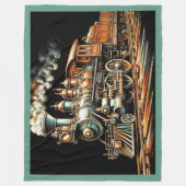Antiek treinmotor railfan fleece deken (Voorkant)