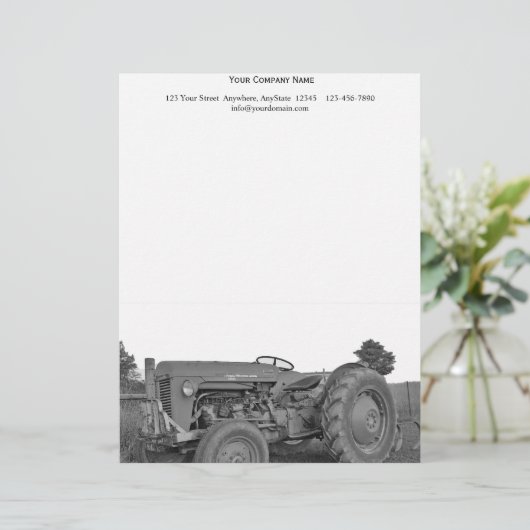 Antiek trekker in zwart-wit persoonlijk briefhoofd (Staand voorkant)