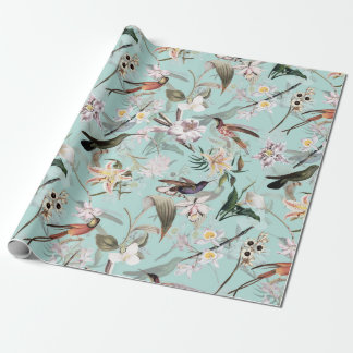 Antiek Tropisch Oerwoud Patroon Blauwgroen Cadeaupapier