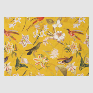 Antiek Tropisch Oerwoud Patroon Geel Tissuepapier