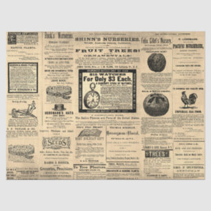 Antiek tuinbouw Ads Ephemera Sepia Tissuepapier