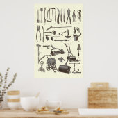 Antiek tuinwerktuigen uit het oude woordenboek poster (Keuken)