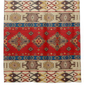 Antiek Turks Bord Goud Rood Kilim Tapijt Douchegordijn (Voorkant)