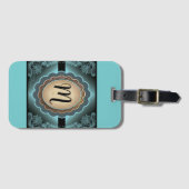 Antiek Turquoise Lace Monogram Bagagelabel (Voorkant (horizontaal))