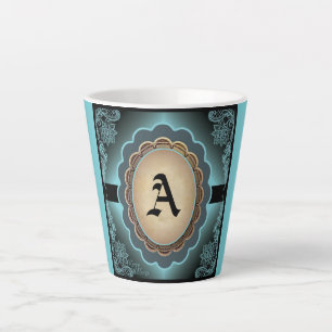 Antiek Turquoise Lace Monogram Latte Mok