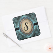 Antiek Turquoise Lace Monogram Sticker (Envelop)