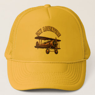 Antiek tweedekker vliegtuig. trucker pet