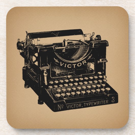 Antiek typemachine - Oude fashioned typemachine Bier Onderzetter (Voorkant)