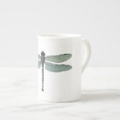 antiek typografische  libellen porselein kop (Voorkant rechts)