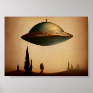  Antiek UFO kunstschilderij Poster